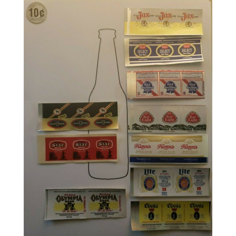 Vintage‎ Vending Machine Stickers 10 Beer Company Sticker Labels New